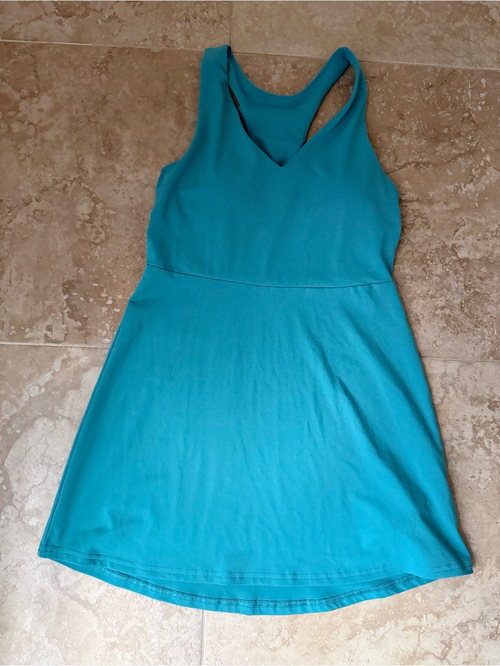 Fabletics Teal V-Neck Racerback Tank Dress Women’s Small
